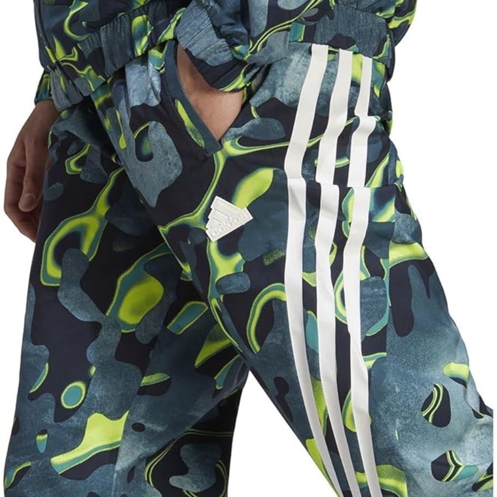 adidas Men's Future Icons Allover Print Pants Green Arctic Night Size Small - Picture 4 of 10